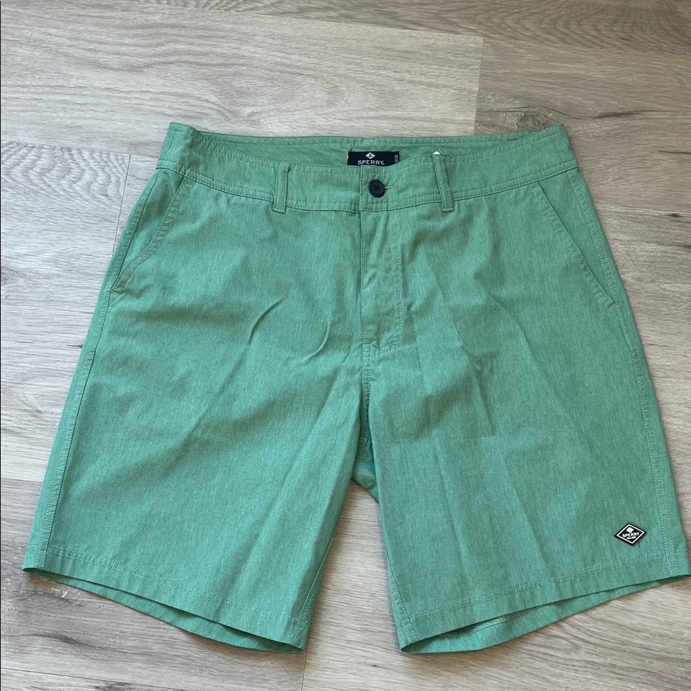 Sperry Men's Green Flat Front Shorts